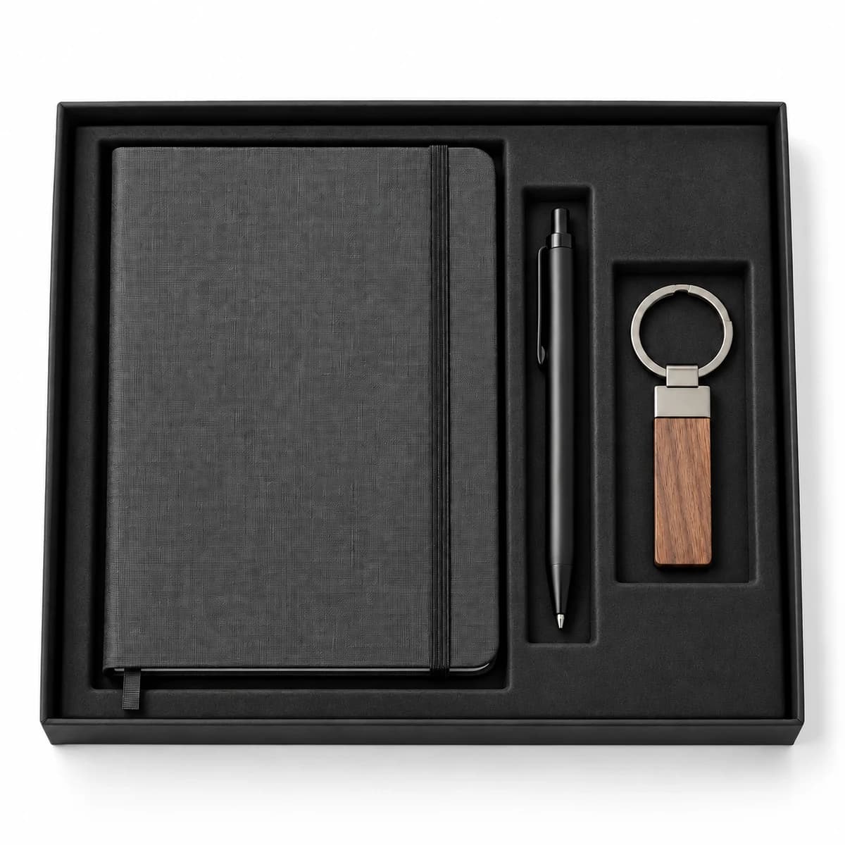 Pack libreta, bolígrafo y llavero natural