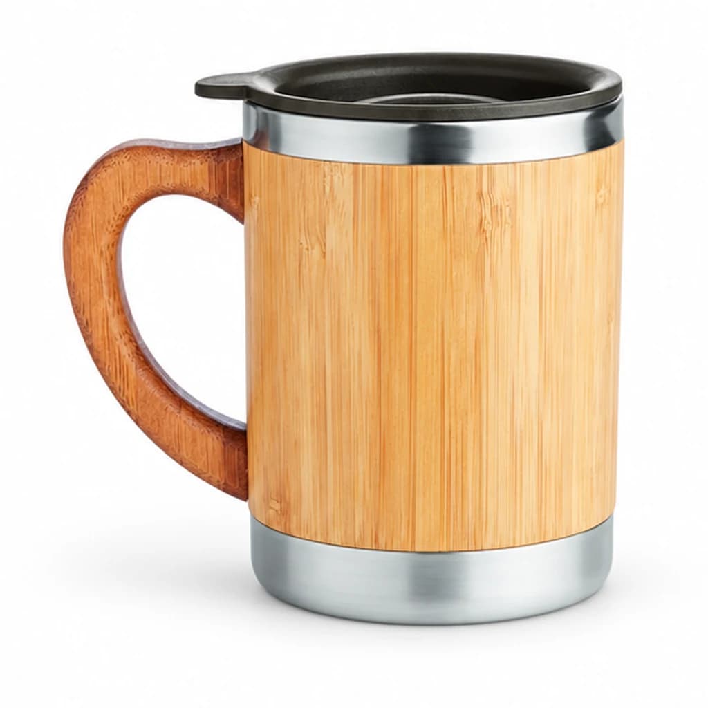 Taza de bambú con asa