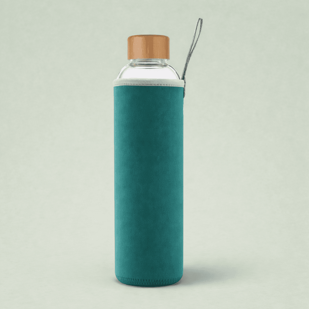 Botella de Vidrio Borosilicato con Tapa de Bambú