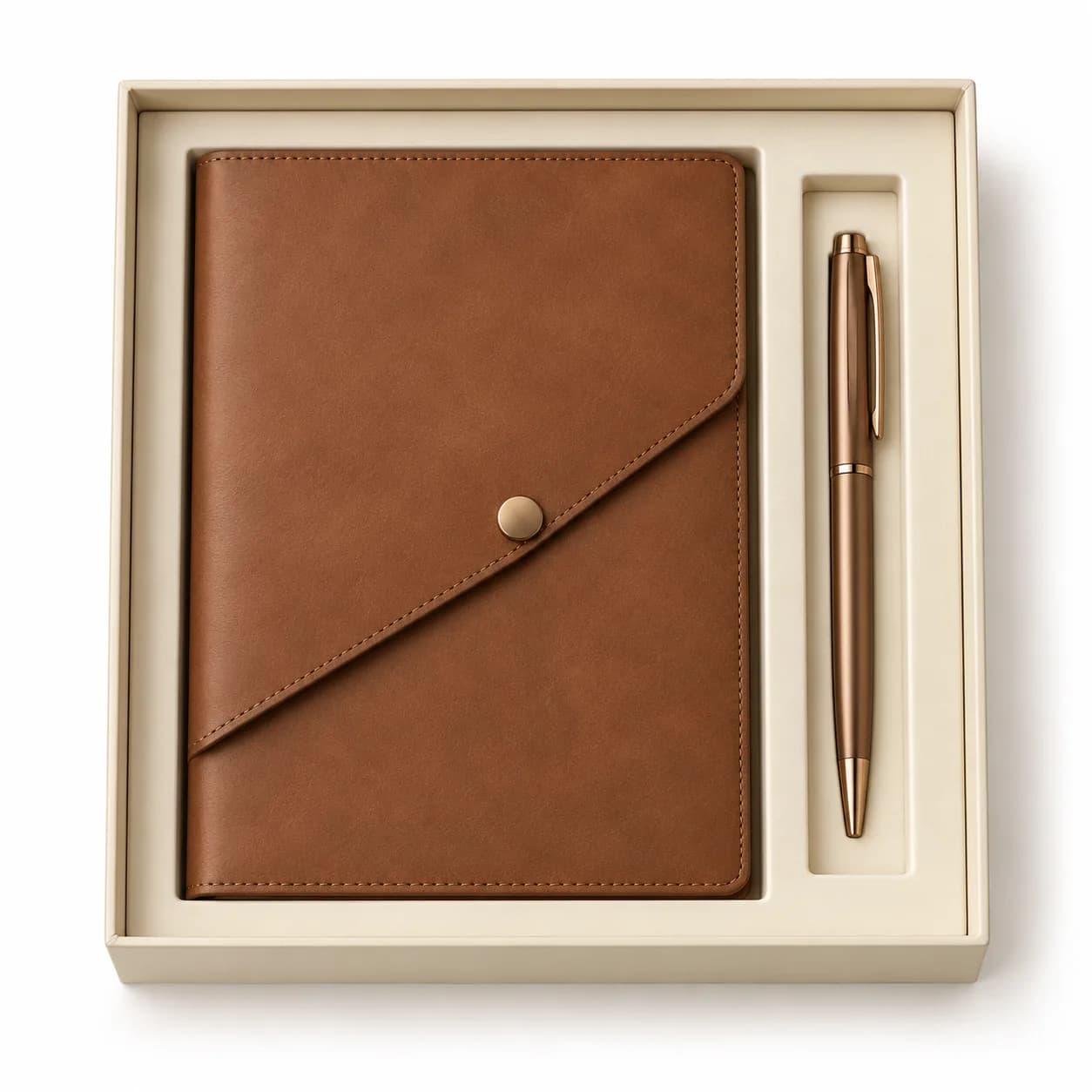 Pack agenda marrón y bolígrafo