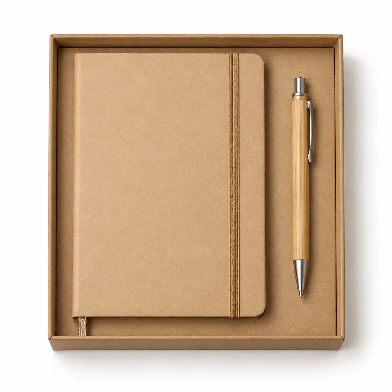 Dúo libreta y bolígrafo de aspecto natural