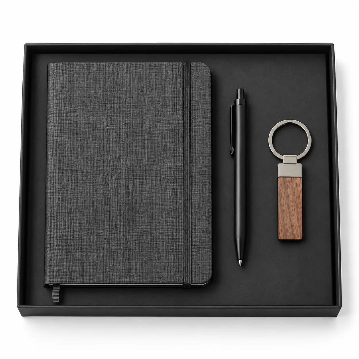 Pack libreta, bolígrafo y llavero natural
