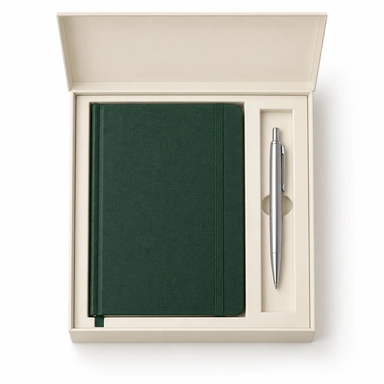 Pack agenda verde y bolígrafo